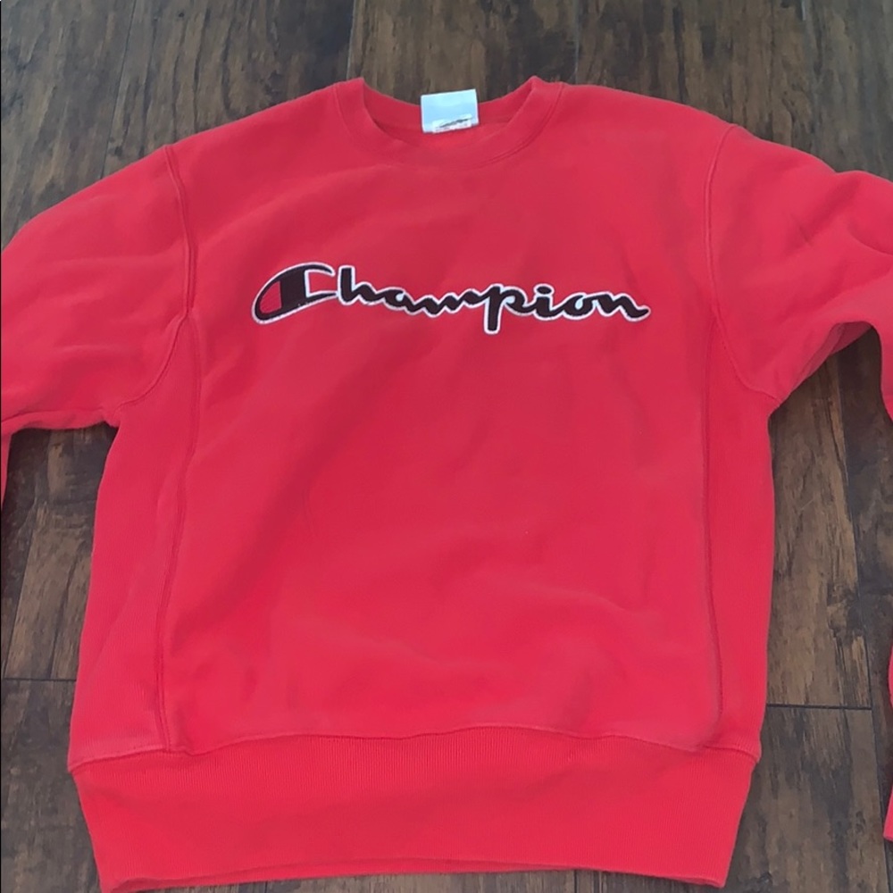 Red champion crew neck sweatshirt